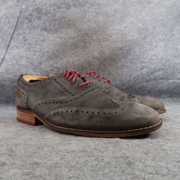 Cole Haan Shoes Mens 9 Oxford Wingtip Professional Formal Leather Classic Gray - Picture 1 of 16